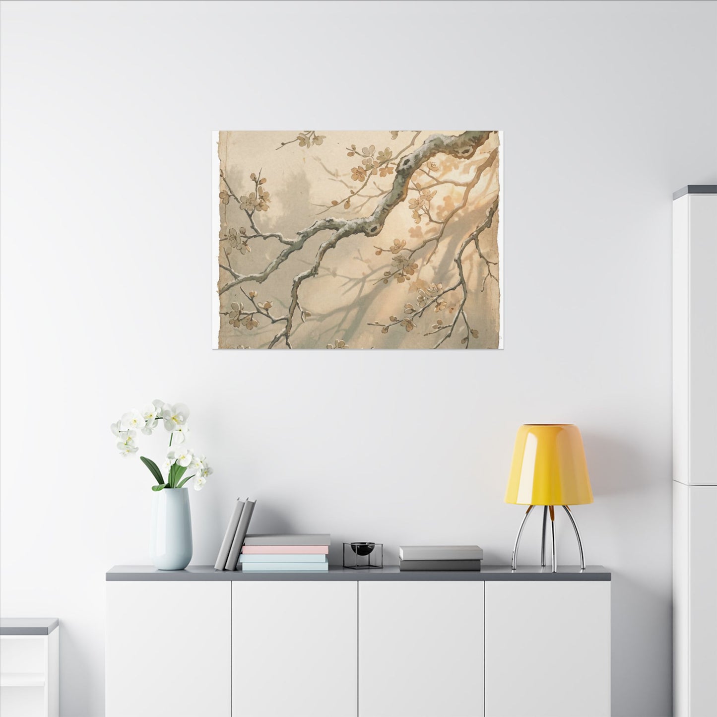 Cherry Blossom Canvas Art | Winter Japandi Japanese Pattern Art