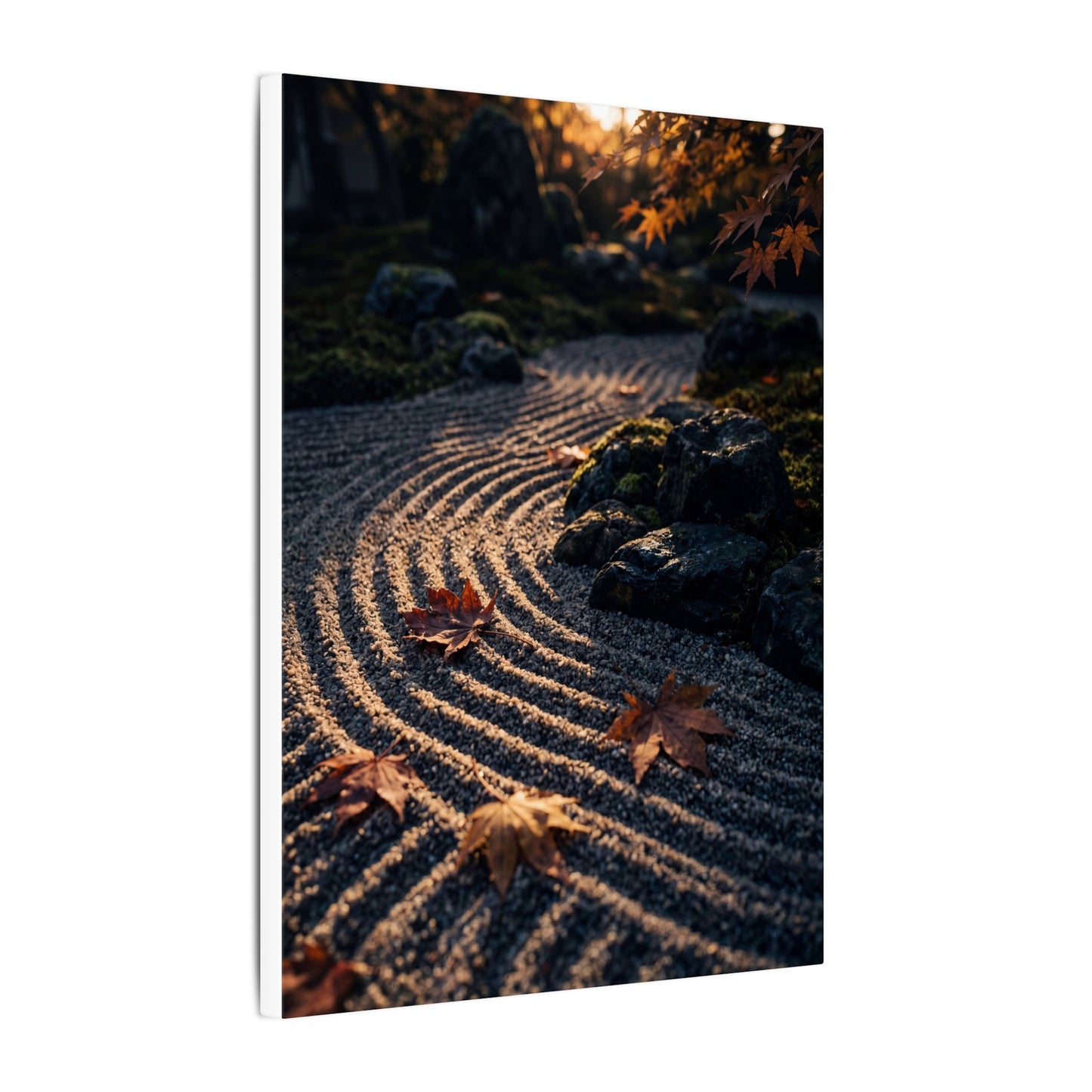Rock Garden Moody Minimal Canvas Art | Bold Dark Japandi Art
