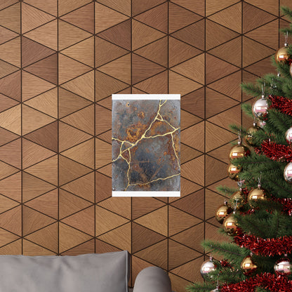 Kintsugi Rust Patina in Overcast | Gold Repair Wall Art Print