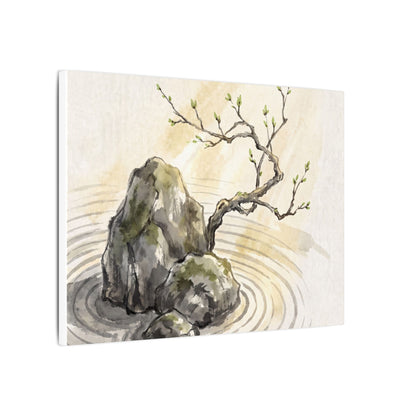 Serene Rock Garden Canvas Art - Sumi E Zen