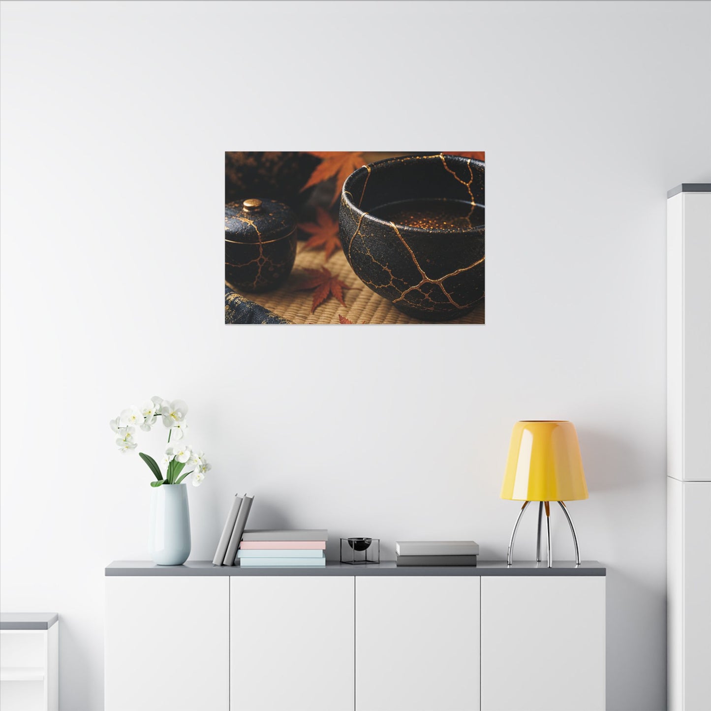 Seijaku Tea Ceremony Canvas Art - Kintsugi Gold Repair