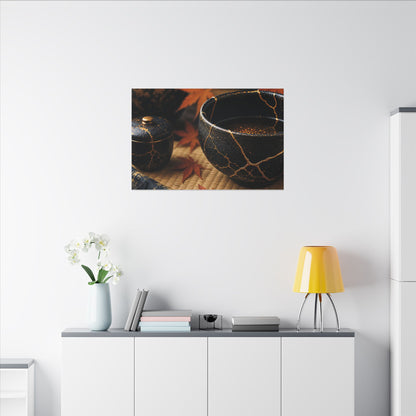 Seijaku Tea Ceremony Canvas Art - Kintsugi Gold Repair