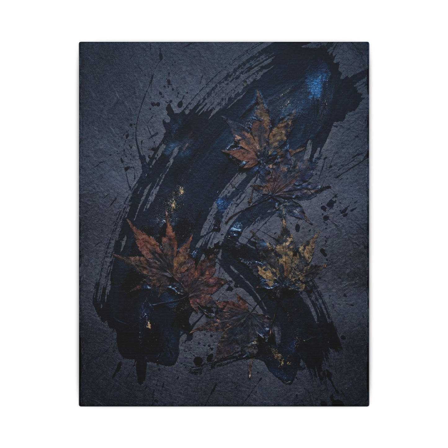 Sophisticated Ink Brushstroke Canvas Art - Dark Texture Dark Japandi