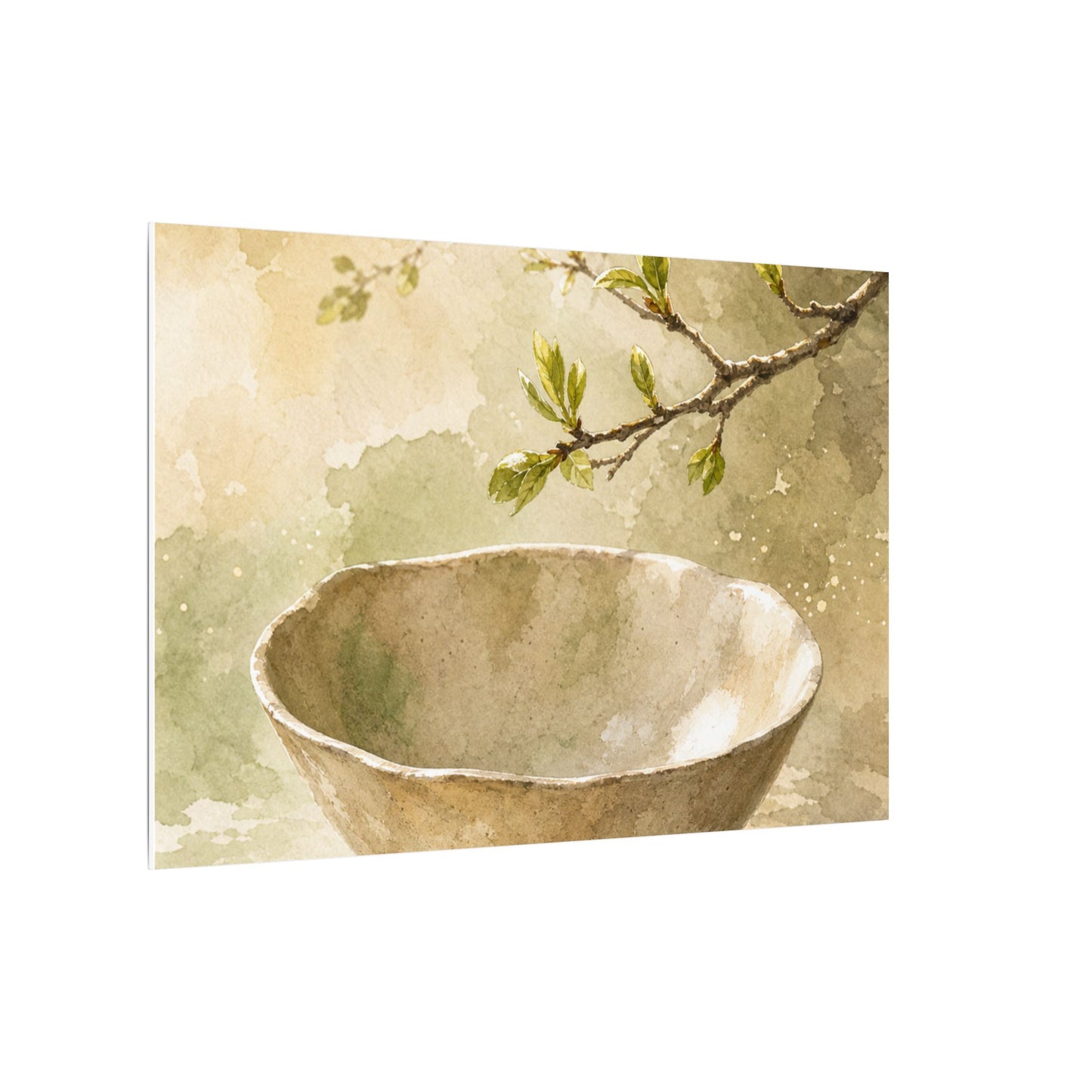 Warm Ceramic Bowl Canvas Art - Watercolor Japandi