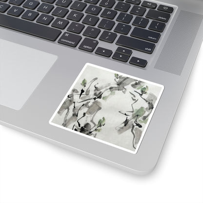 Spring Ink Brushstroke Sumi E Sticker | Tranquil Decor Art Print