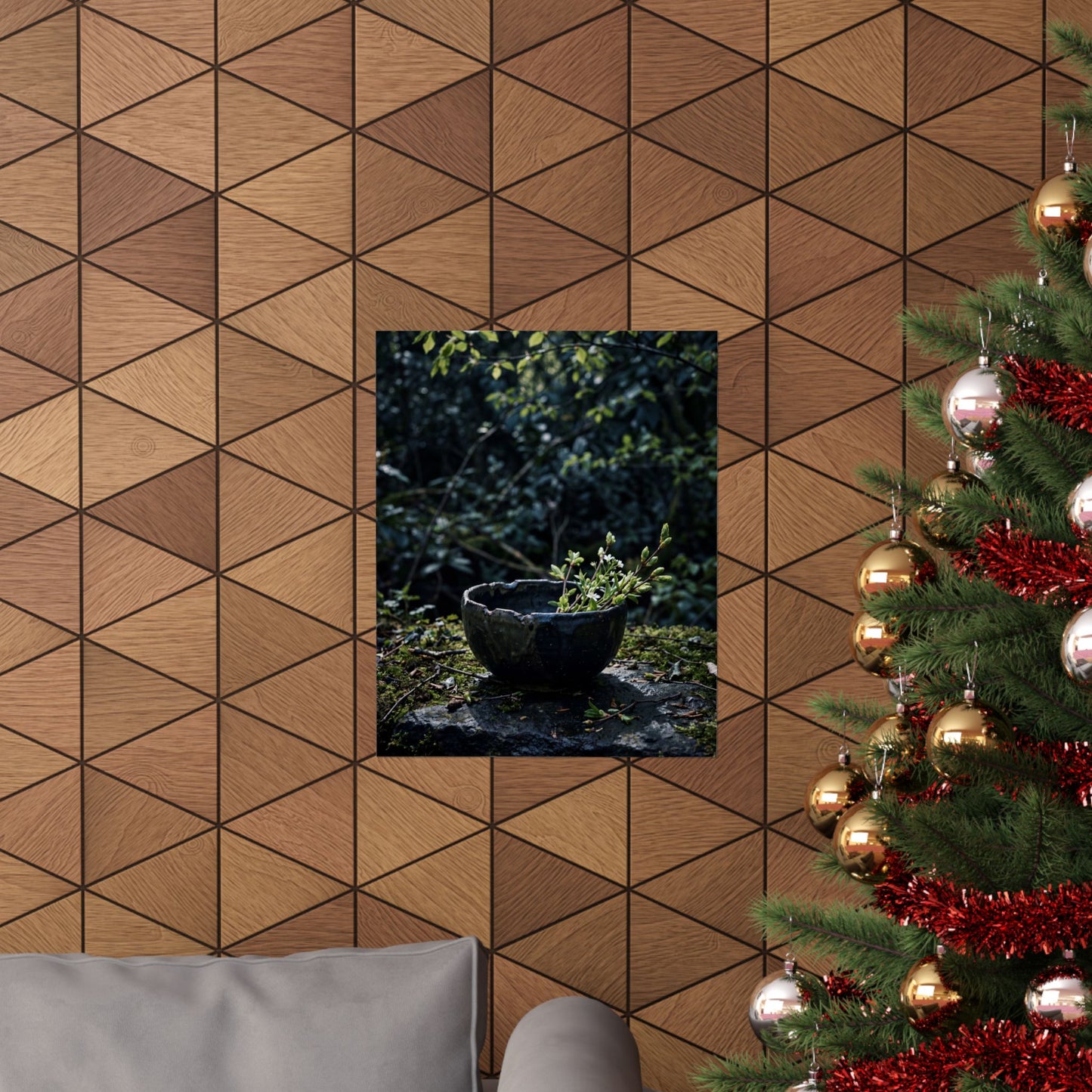 Ceramic Bowl Shadow Zen Wall Art Print | Moody Dark Japandi Art
