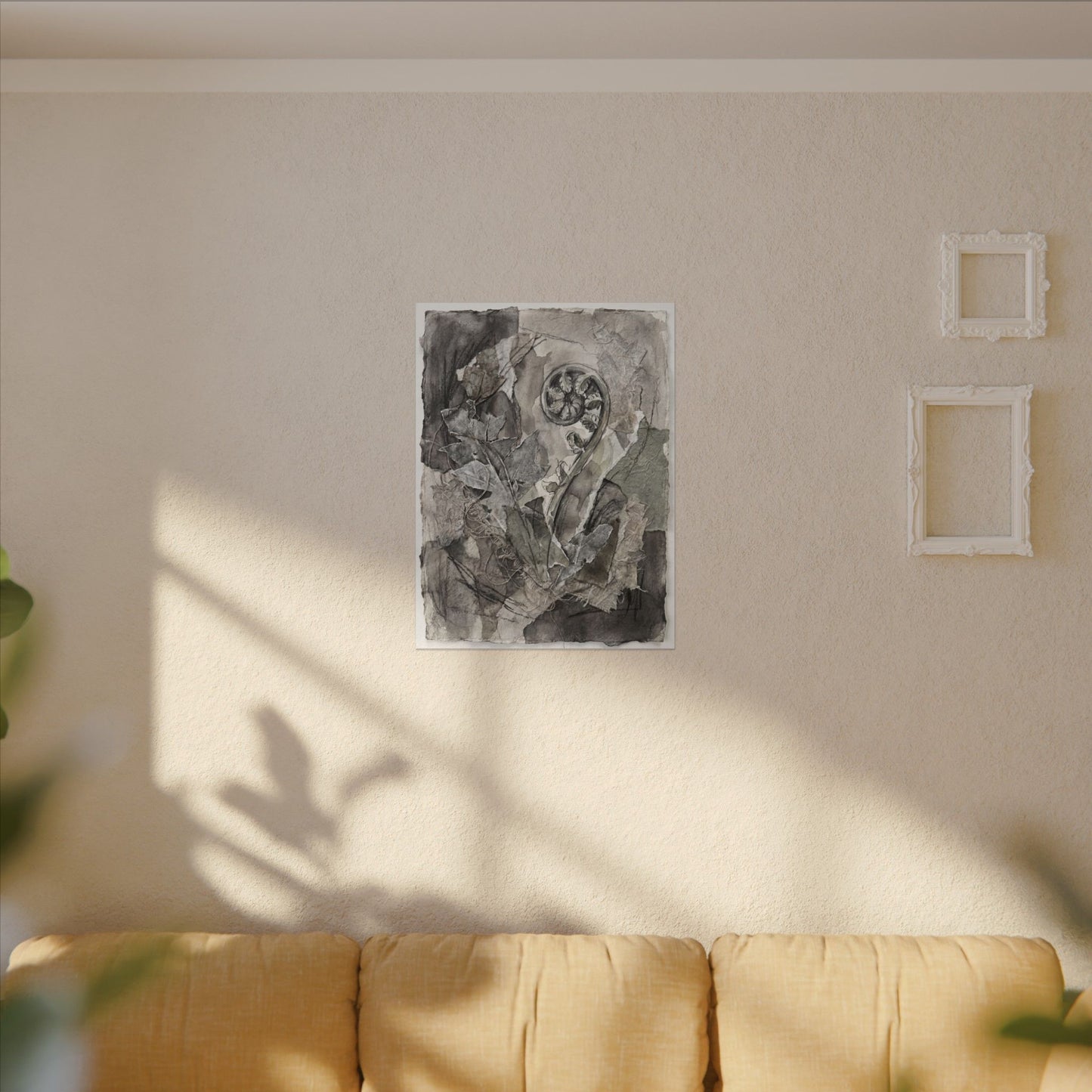 Japandi Fern Unfurling in Overcast | Texture Canvas Art