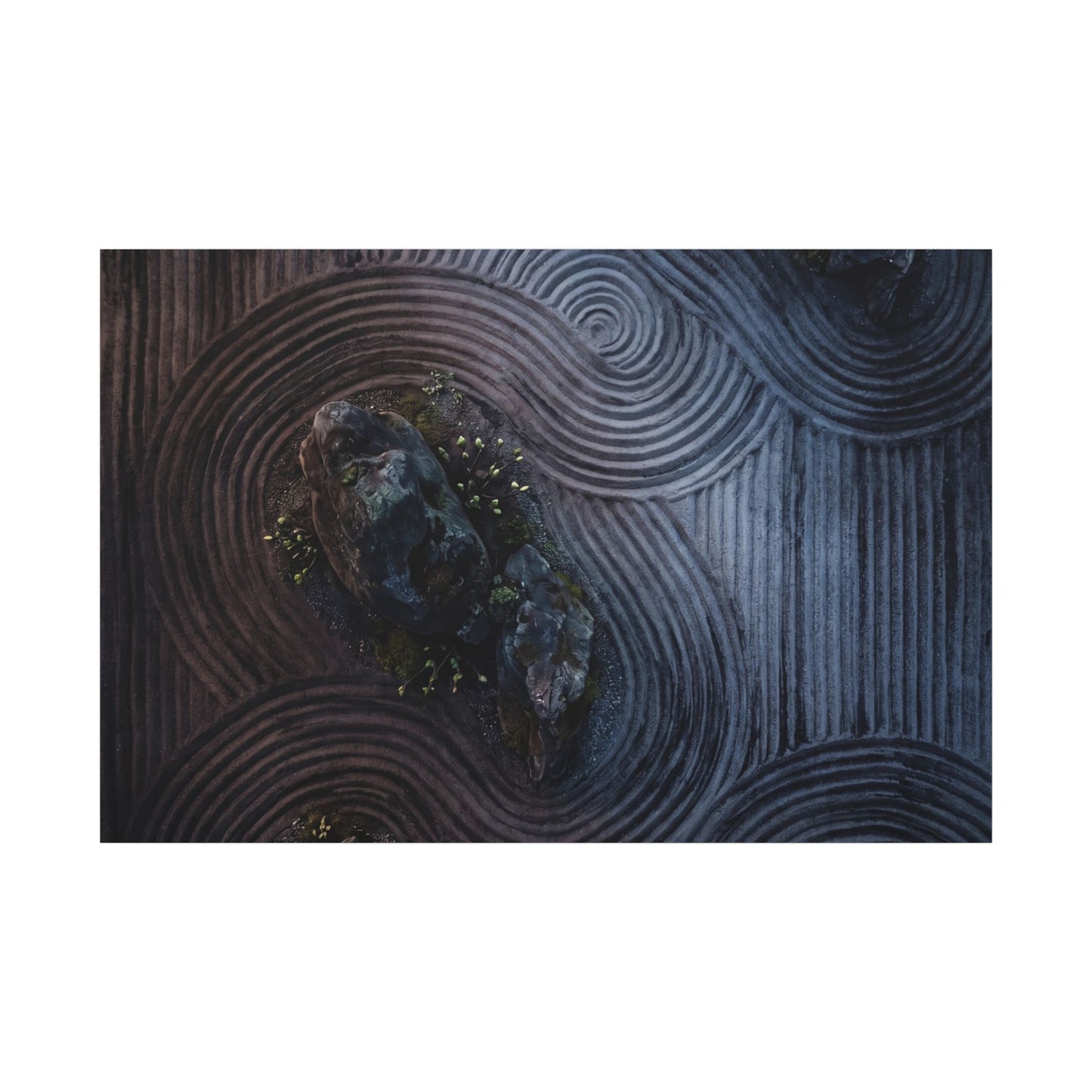 Spring Rock Garden Charcoal Ink Canvas Art | Bold Decor