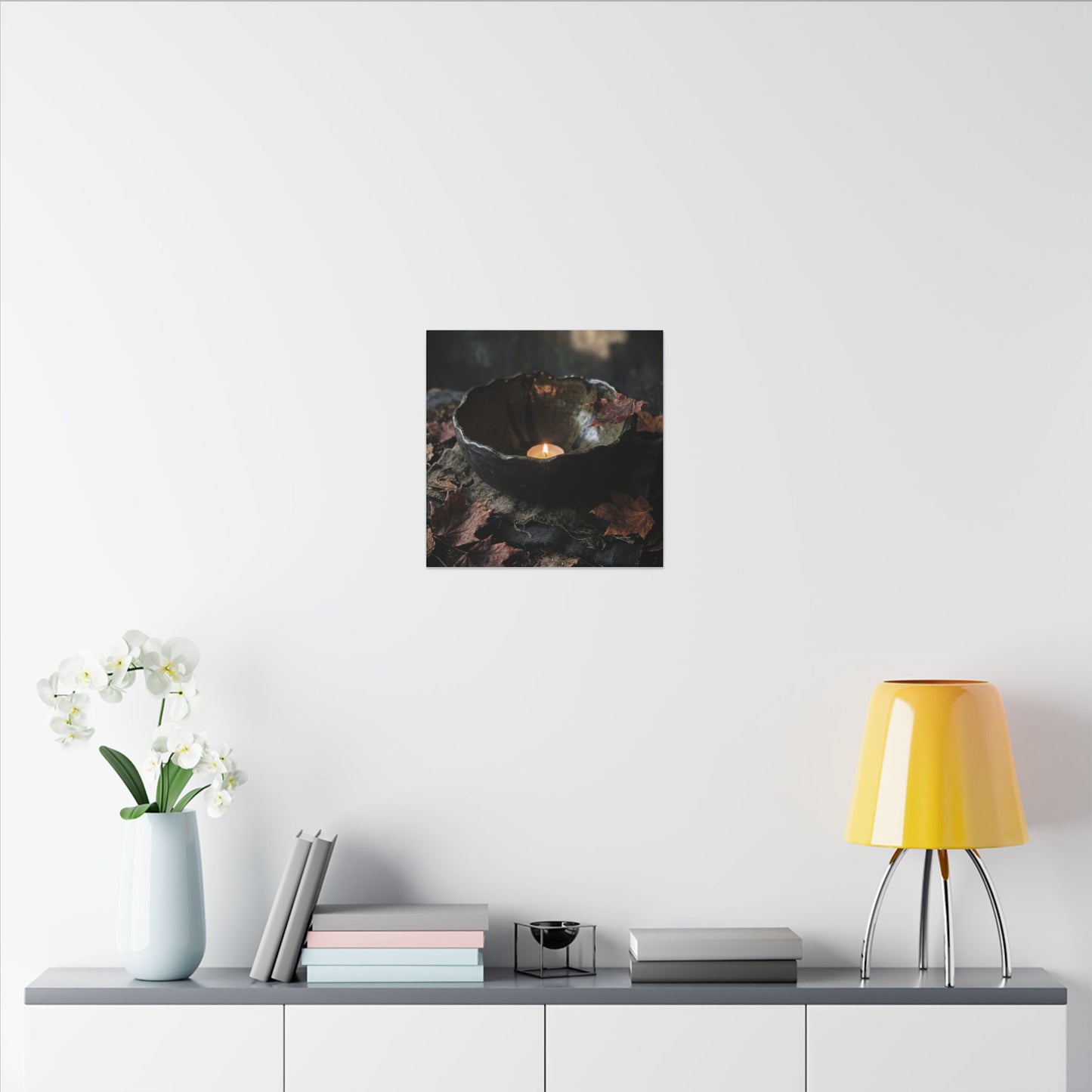 Candlelight Ceramic Bowl Canvas Art - Dark Japandi Kanso