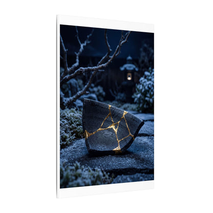 Moonlit Garden Winter Canvas Art | Kintsugi Artful Design