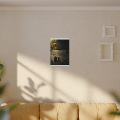Dark Japandi Tea Ceremony in Golden Hour | Dark Texture Canvas Art
