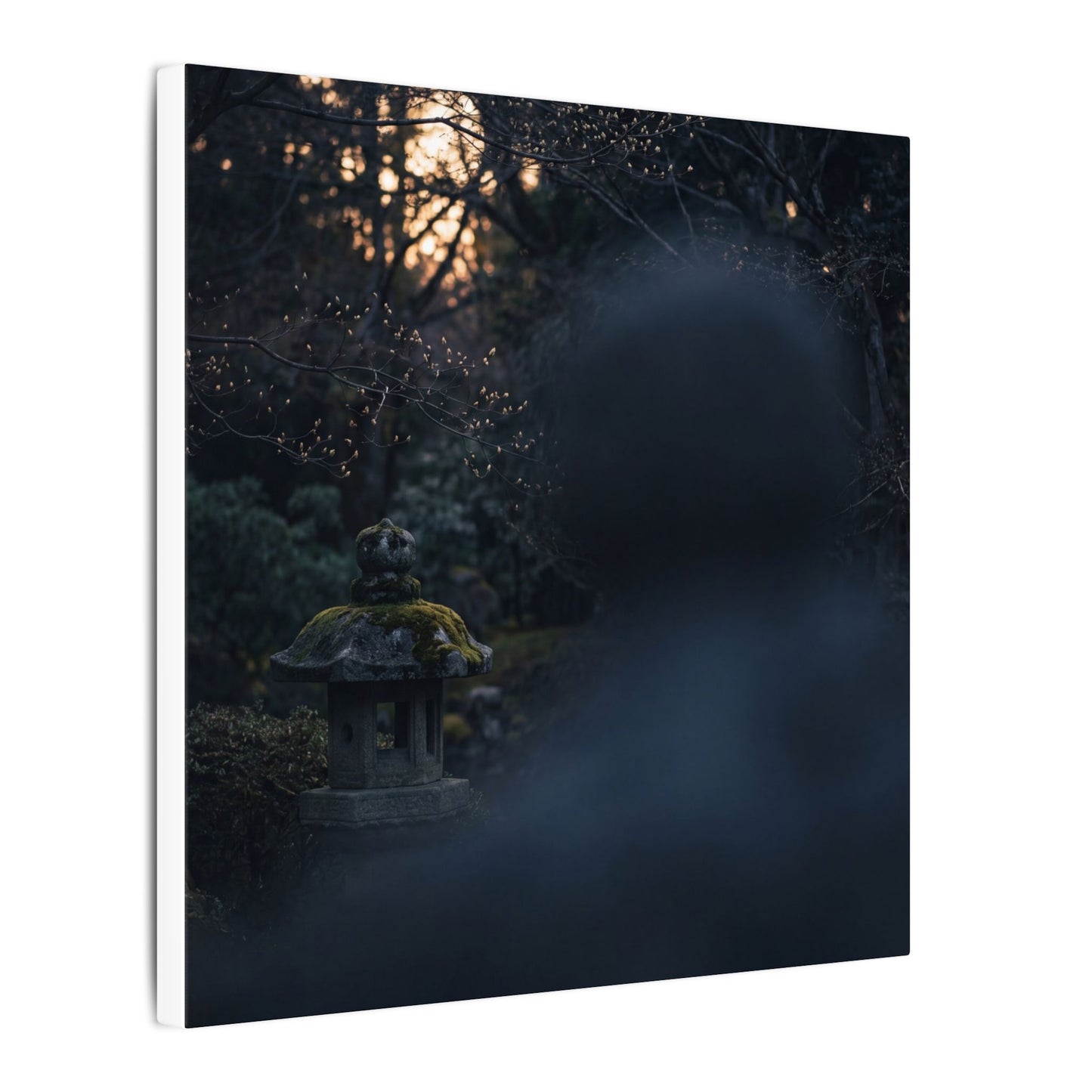Spring Stone Lantern Moody Minimal Canvas Art | Bold Decor