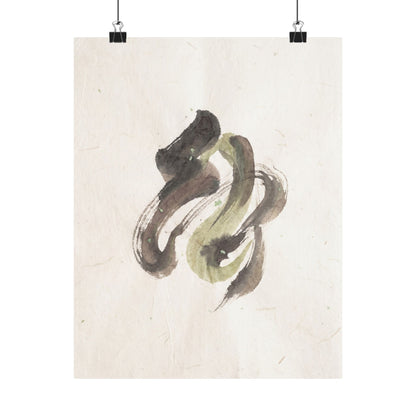 Cozy Ink Brushstroke Wall Art Print - Japanese Pattern Japandi