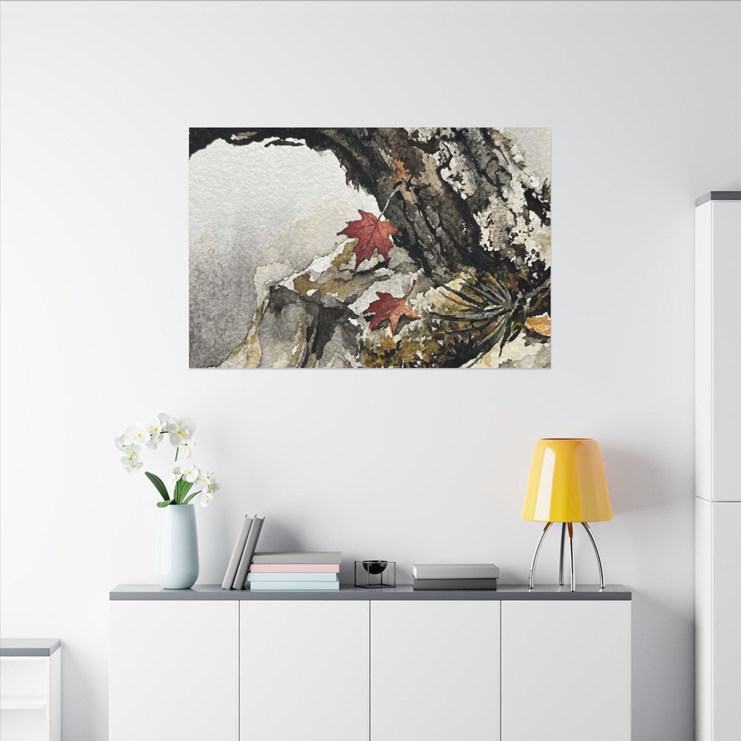 Pine Tree Autumn Canvas Art | Japandi Earthy Design