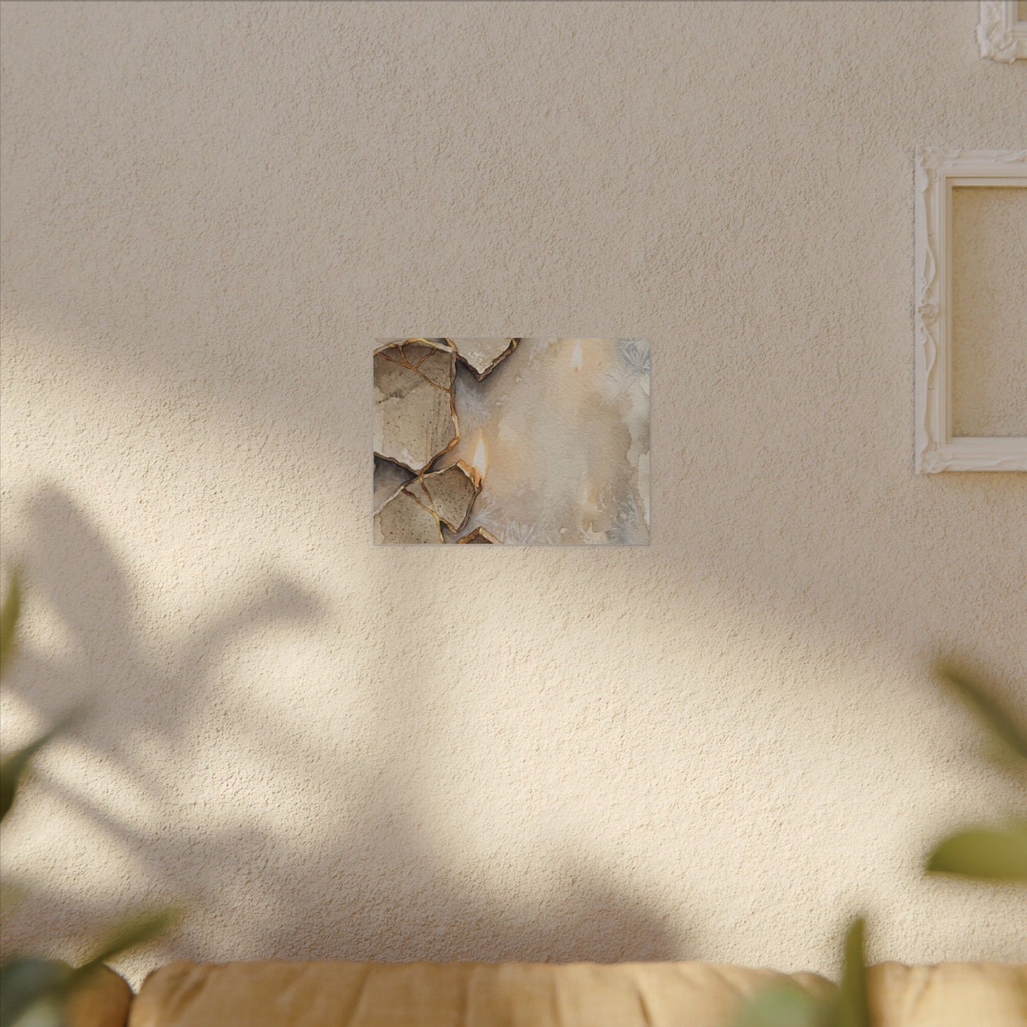 Broken Pottery Winter Canvas Art | Japandi Warm Design
