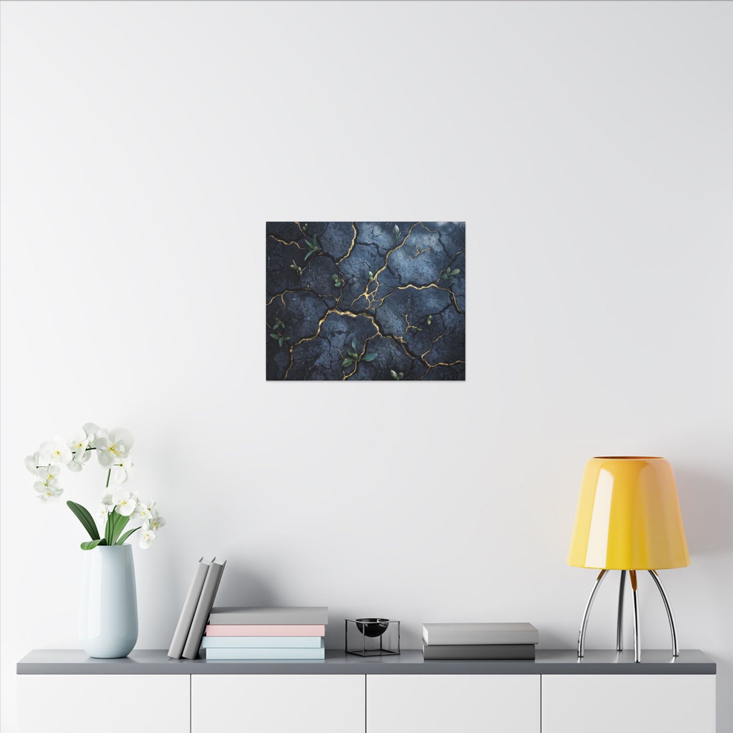 Cracked Earth Spring Canvas Art | Kintsugi Healing Design