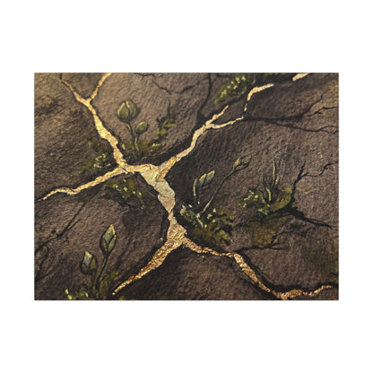 Spring Cracked Earth Charcoal Ink Canvas Art | Luxurious Decor Art Print