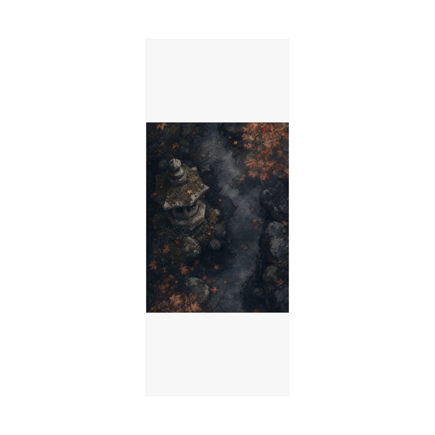Japandi Stone Lantern in Moonlight | Texture Wall Art Print