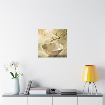 Warm Ceramic Bowl Canvas Art - Watercolor Japandi