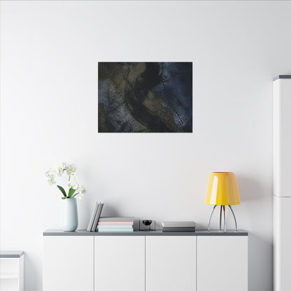 Shibui Ink Brushstroke Canvas Art - Dark Japandi Dark Texture