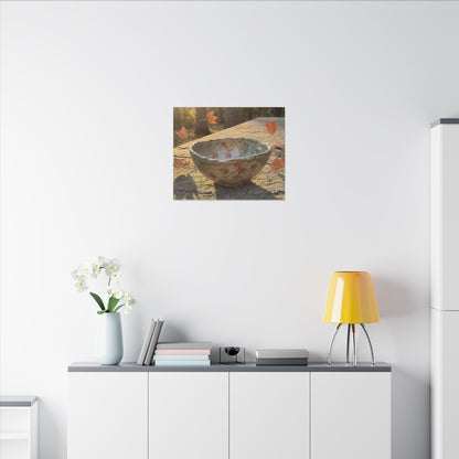 Japandi Ceramic Bowl in Golden Hour | Japanese Pattern Canvas Art
