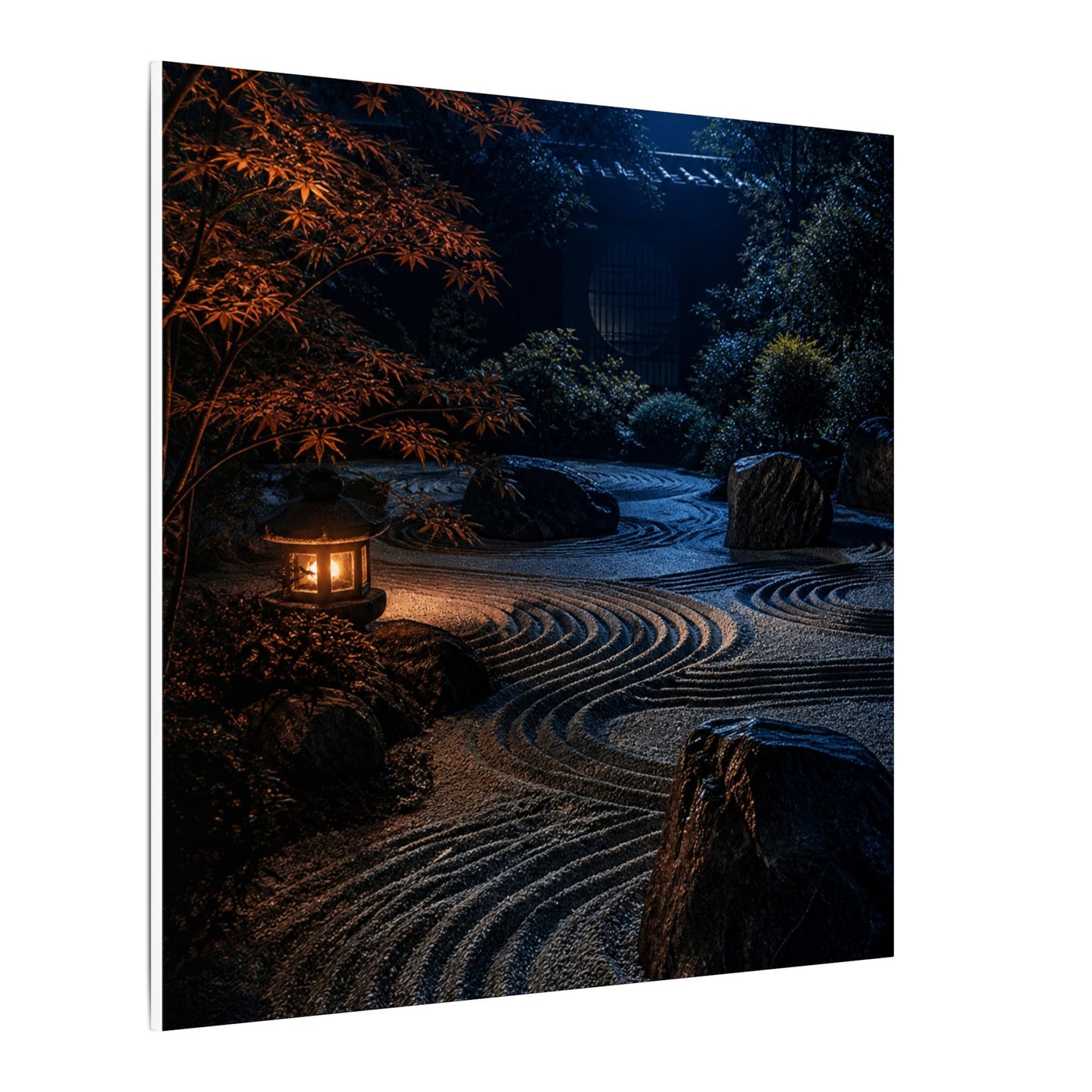 Summer Rock Garden Shadow Zen Canvas Art | Moody Decor
