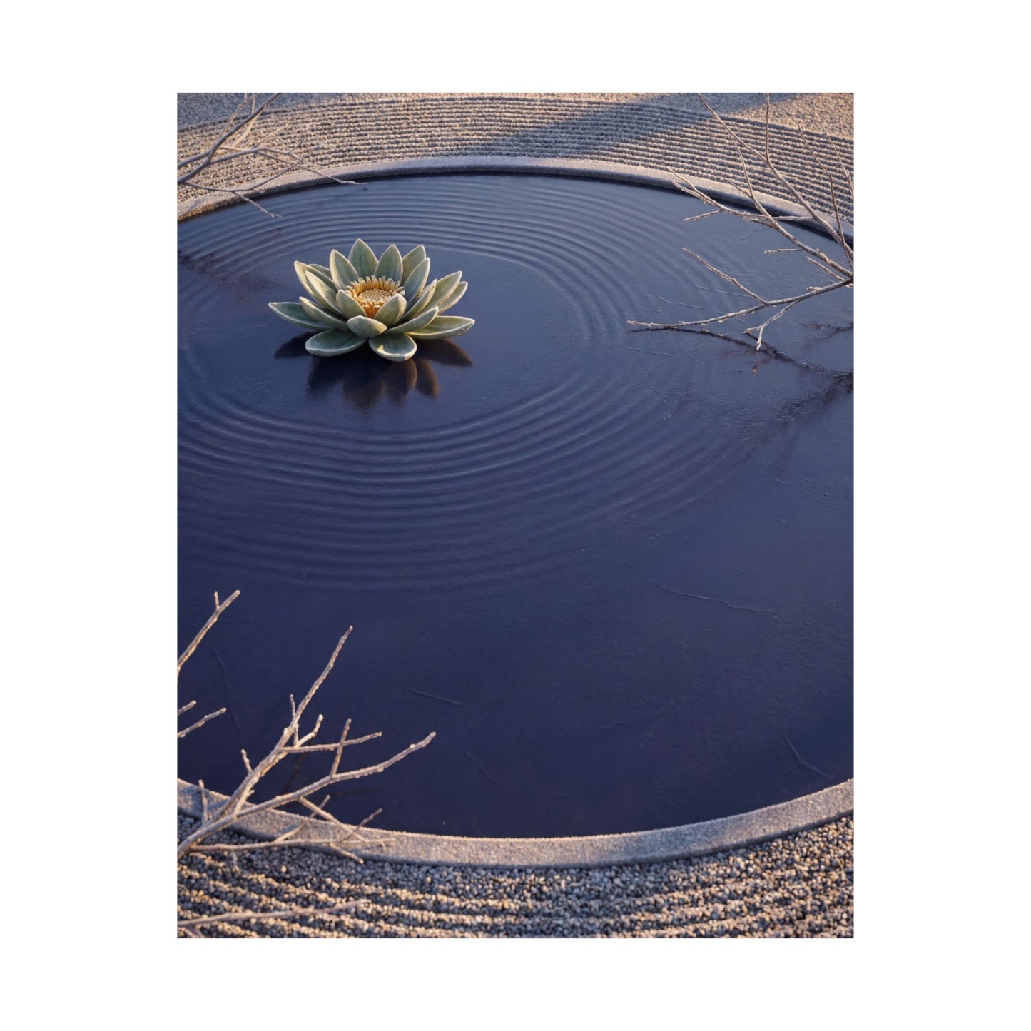 Lotus Flower Karesansui Wall Art Print | Tranquil Zen Art
