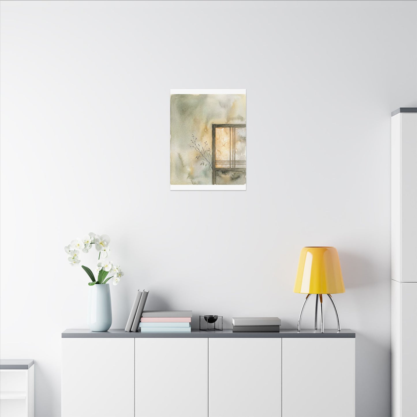 Ma Shoji Screen Canvas Art - Japandi Watercolor