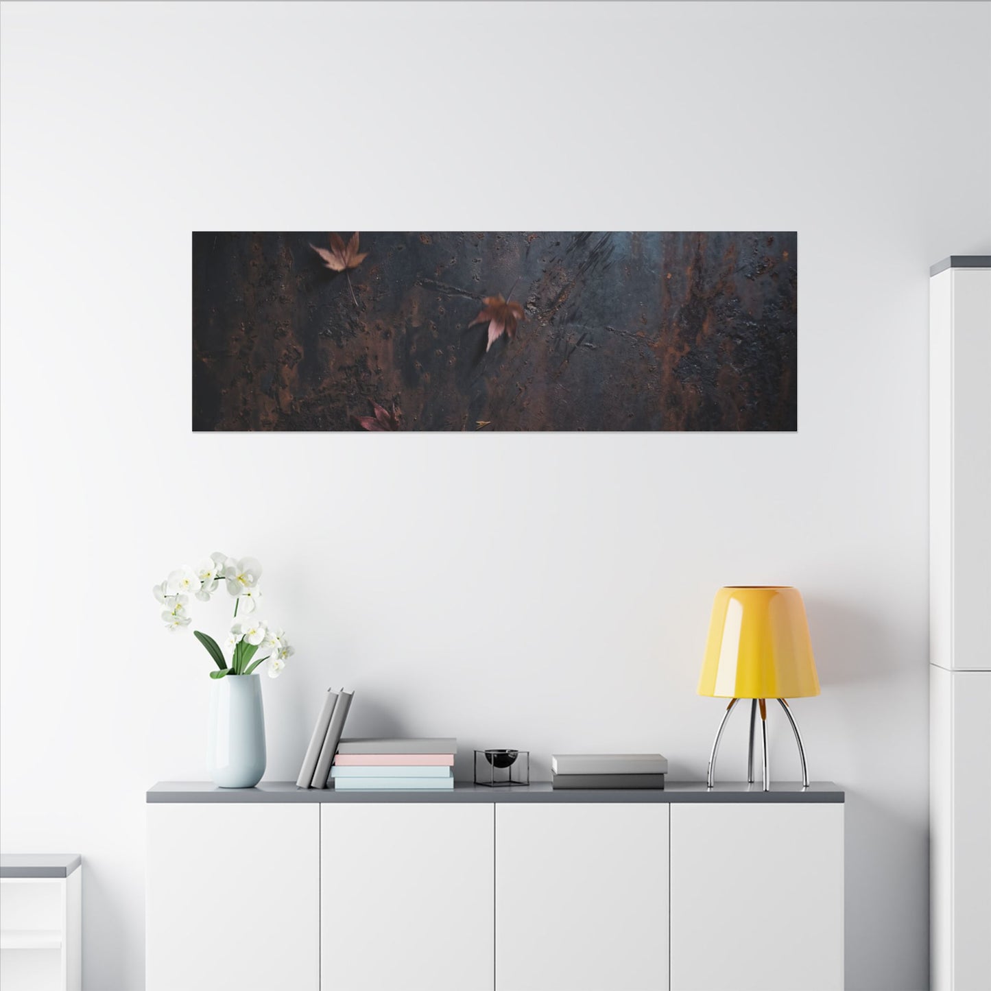 Moonlight Rust Patina Canvas Art - Dark Japandi Mono No Aware