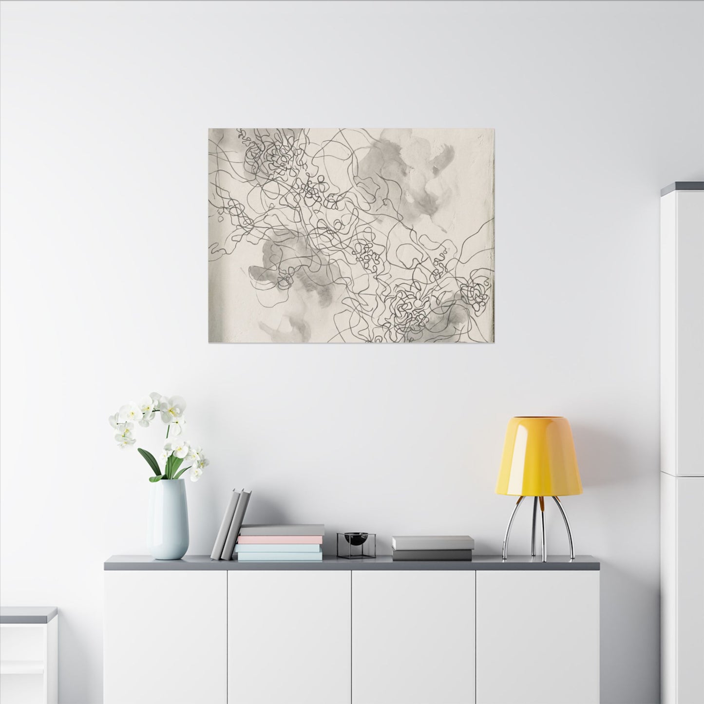 Shadow Play Spring Canvas Art | Dark Japandi Sophisticated Design