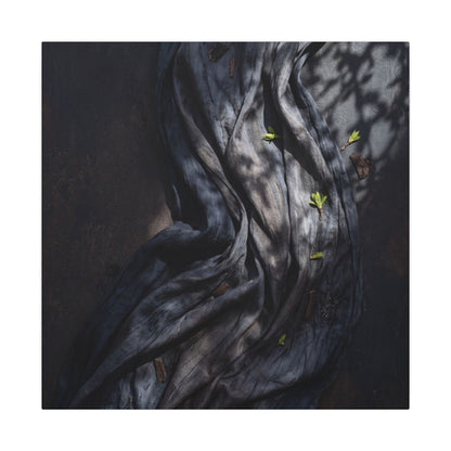 Seijaku Silk Drape Canvas Art - Dark Japandi Dark Texture