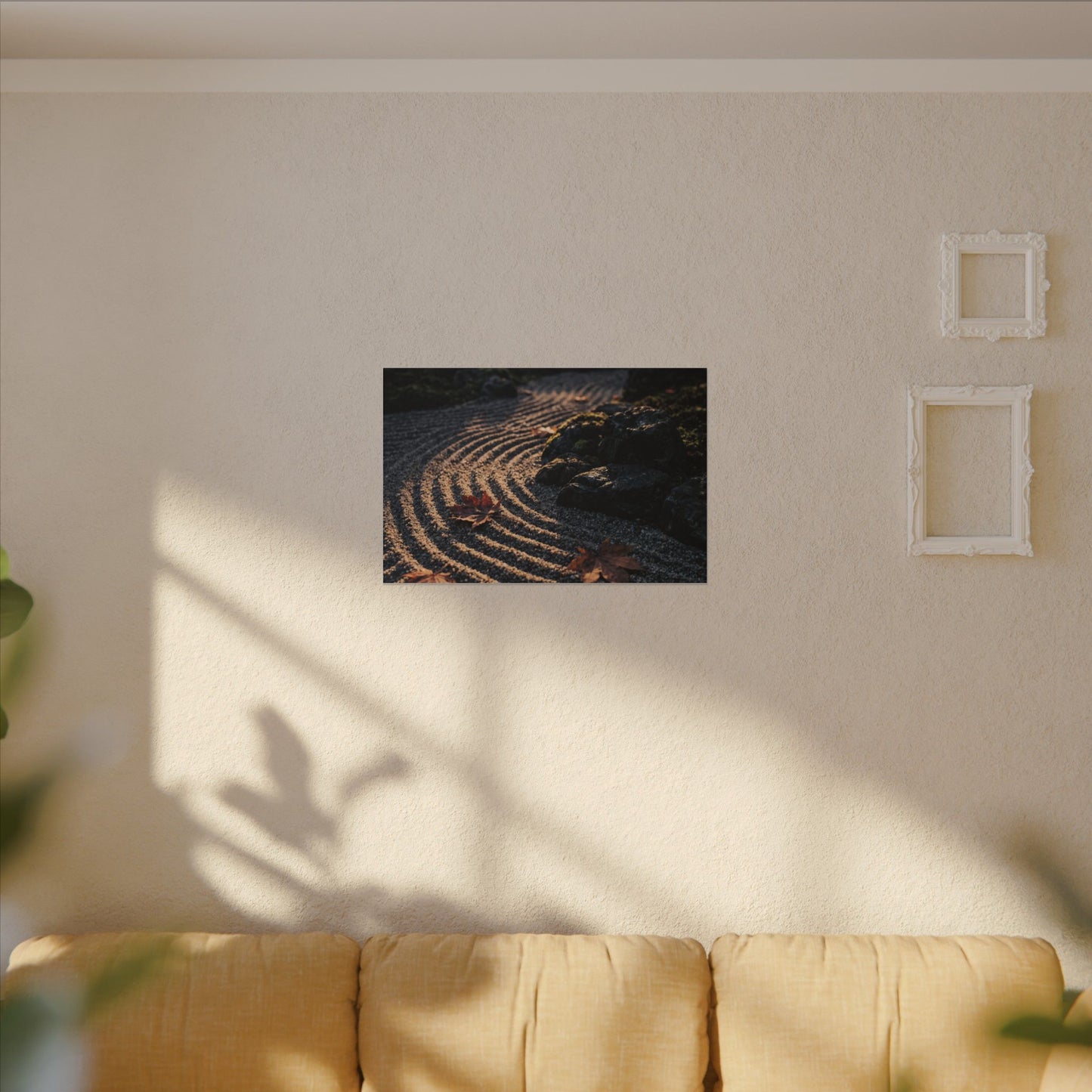 Rock Garden Moody Minimal Canvas Art | Bold Dark Japandi Art