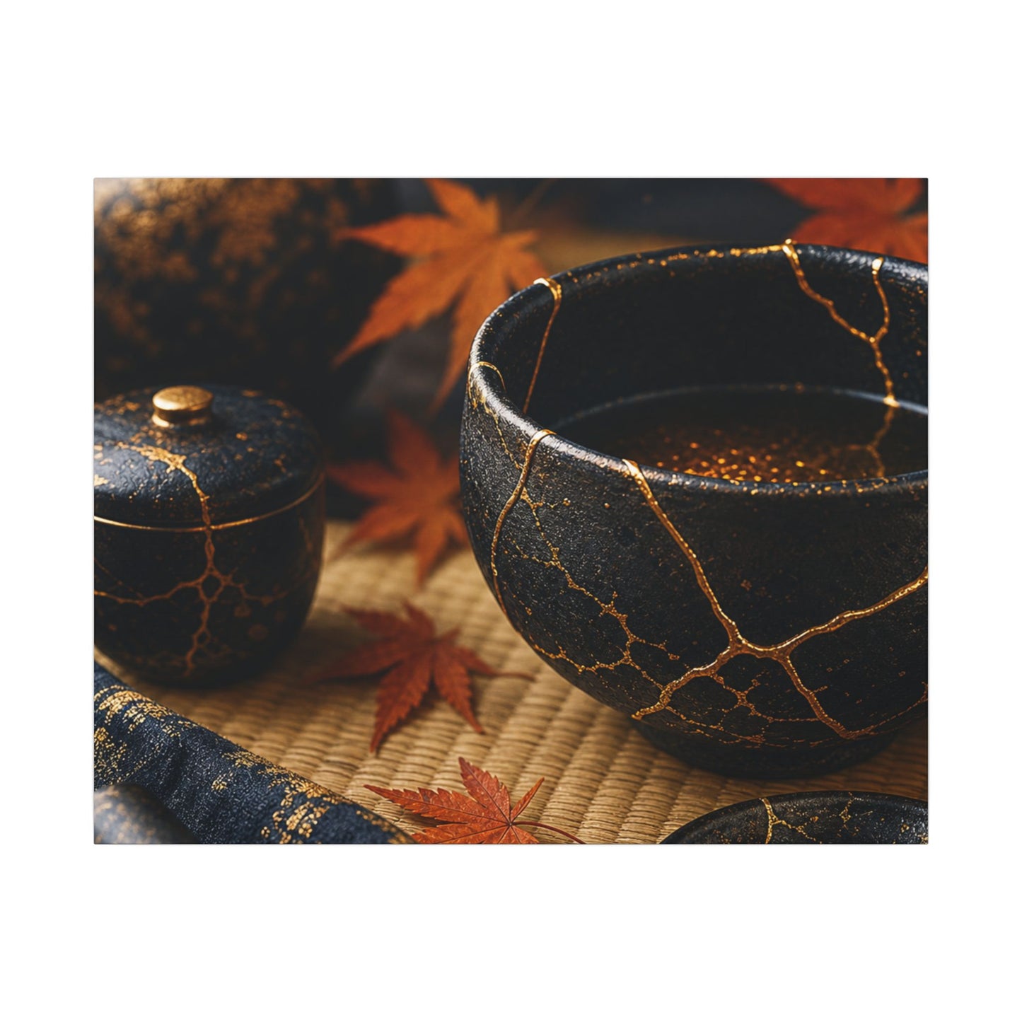 Seijaku Tea Ceremony Canvas Art - Kintsugi Gold Repair