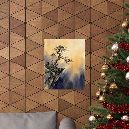 Pine Tree Wall Art Print | Spring Zen Sumi E Art
