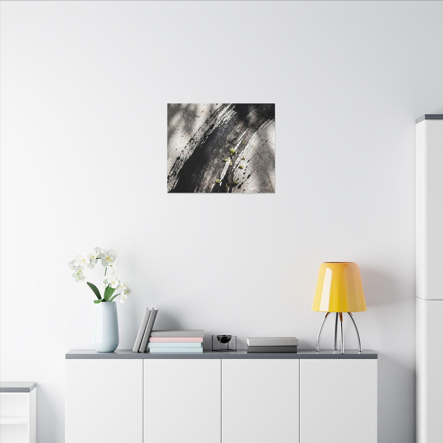 Ink Brushstroke Canvas Art | Spring Dark Japandi Moody Minimal Art