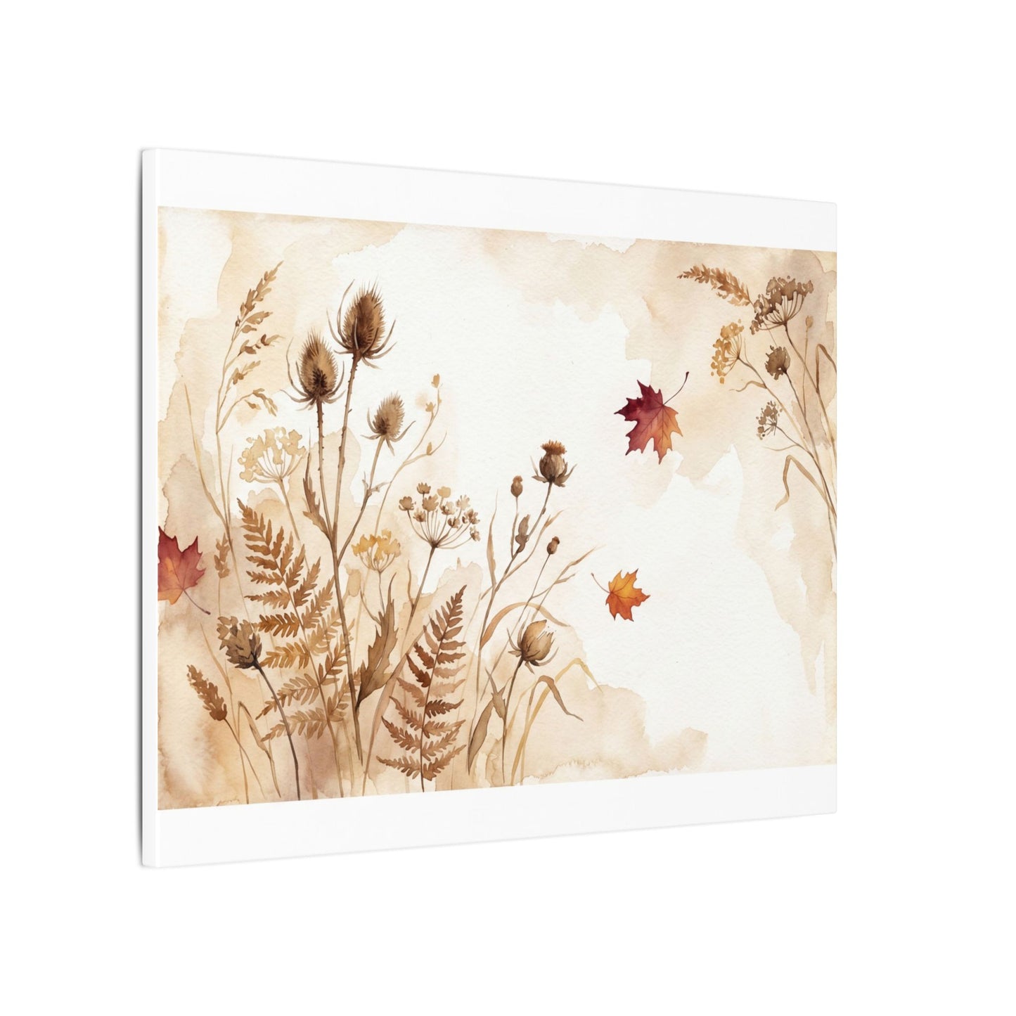 Dried Flowers Canvas Art | Autumn Japandi Watercolor Art