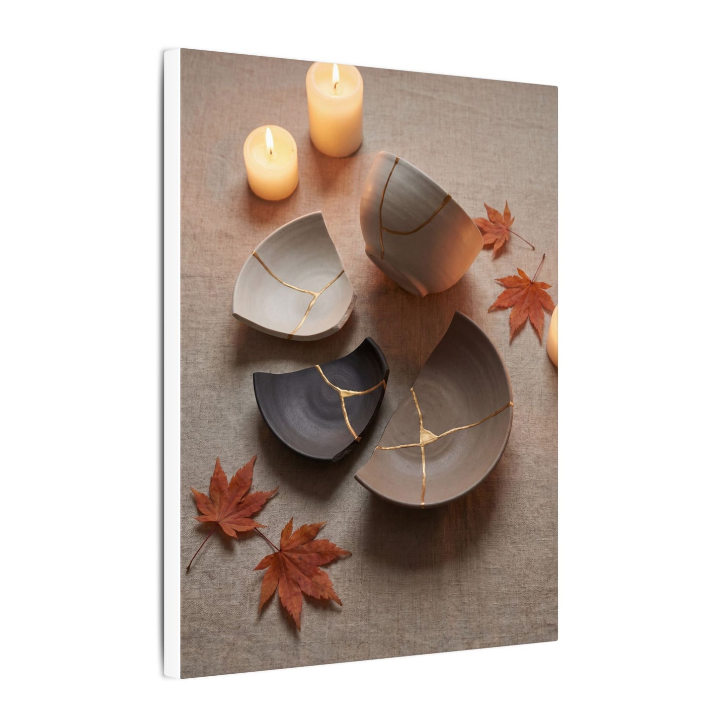 Candlelight Broken Pottery Canvas Art - Japandi Ma