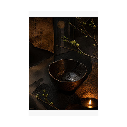 Moody Ceramic Bowl Wall Art Print - Shadow Zen Dark Japandi