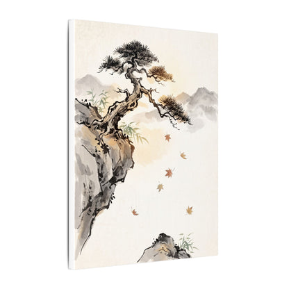 Peaceful Pine Tree Canvas Art - Sumi E Zen
