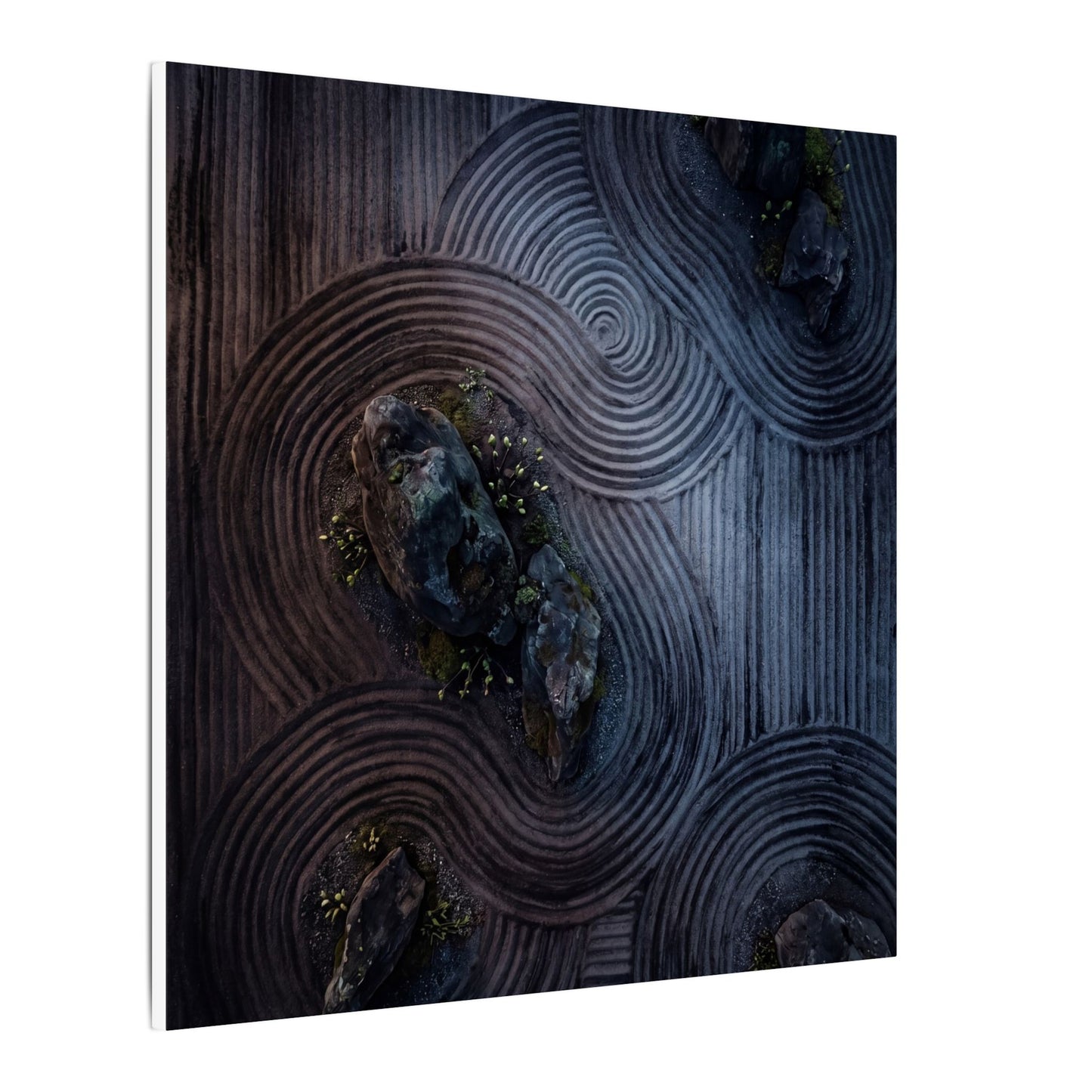 Spring Rock Garden Charcoal Ink Canvas Art | Bold Decor
