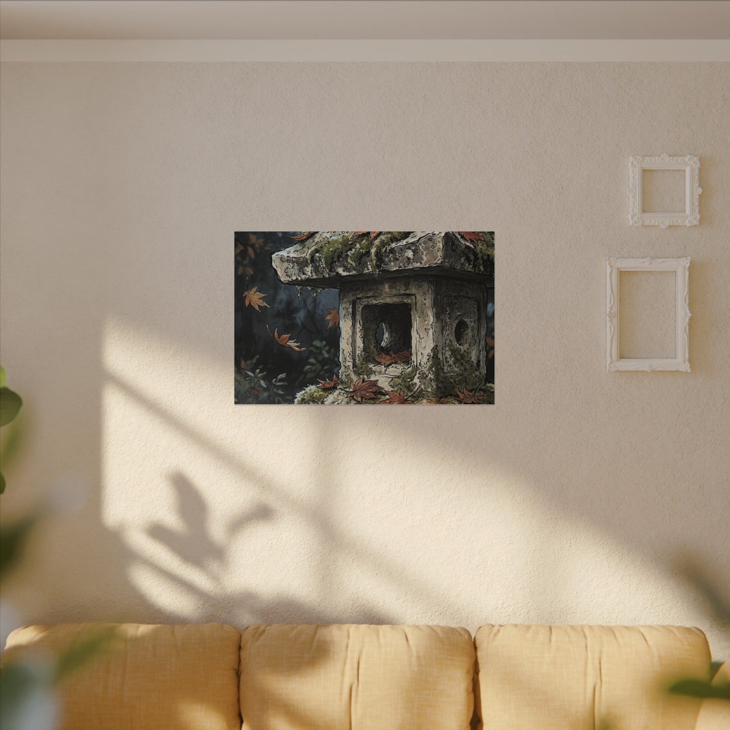Shibui Stone Lantern Canvas Art - Japandi Minimal Line