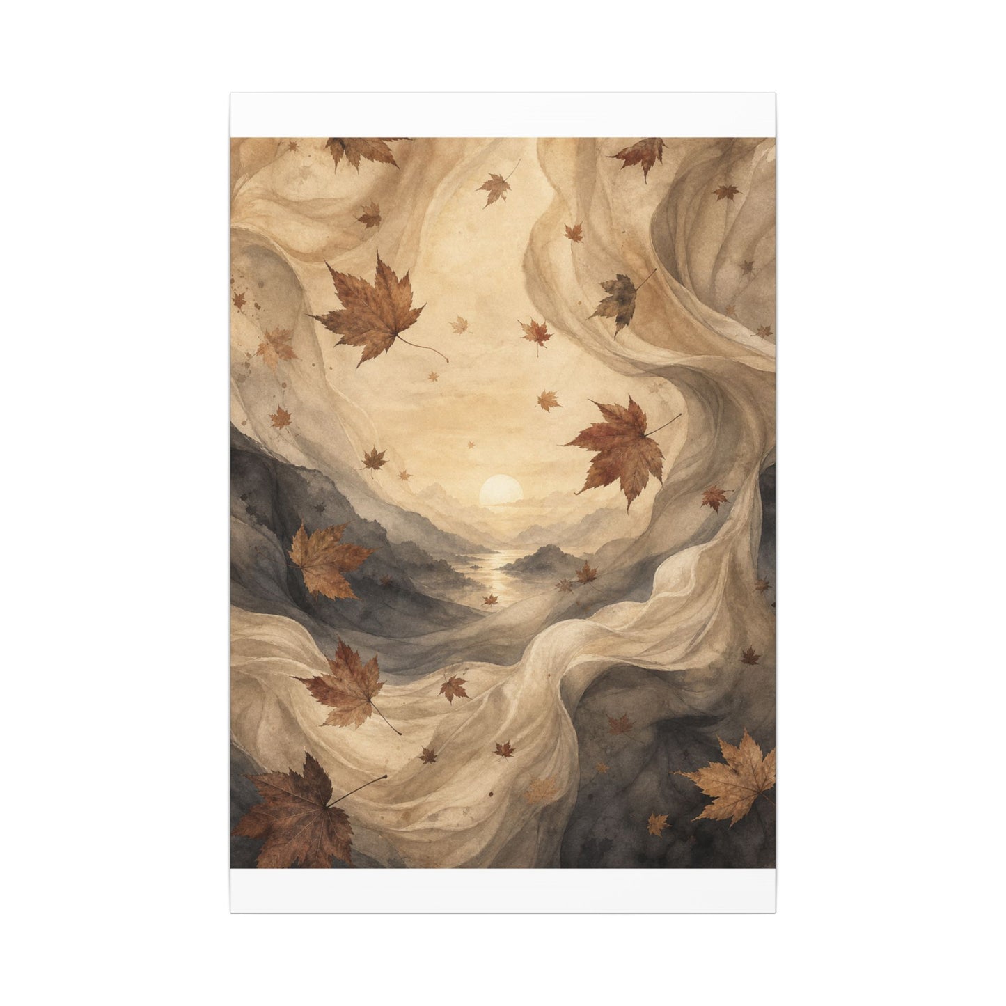 Autumn Silk Drape Watercolor Canvas Art | Earthy Decor