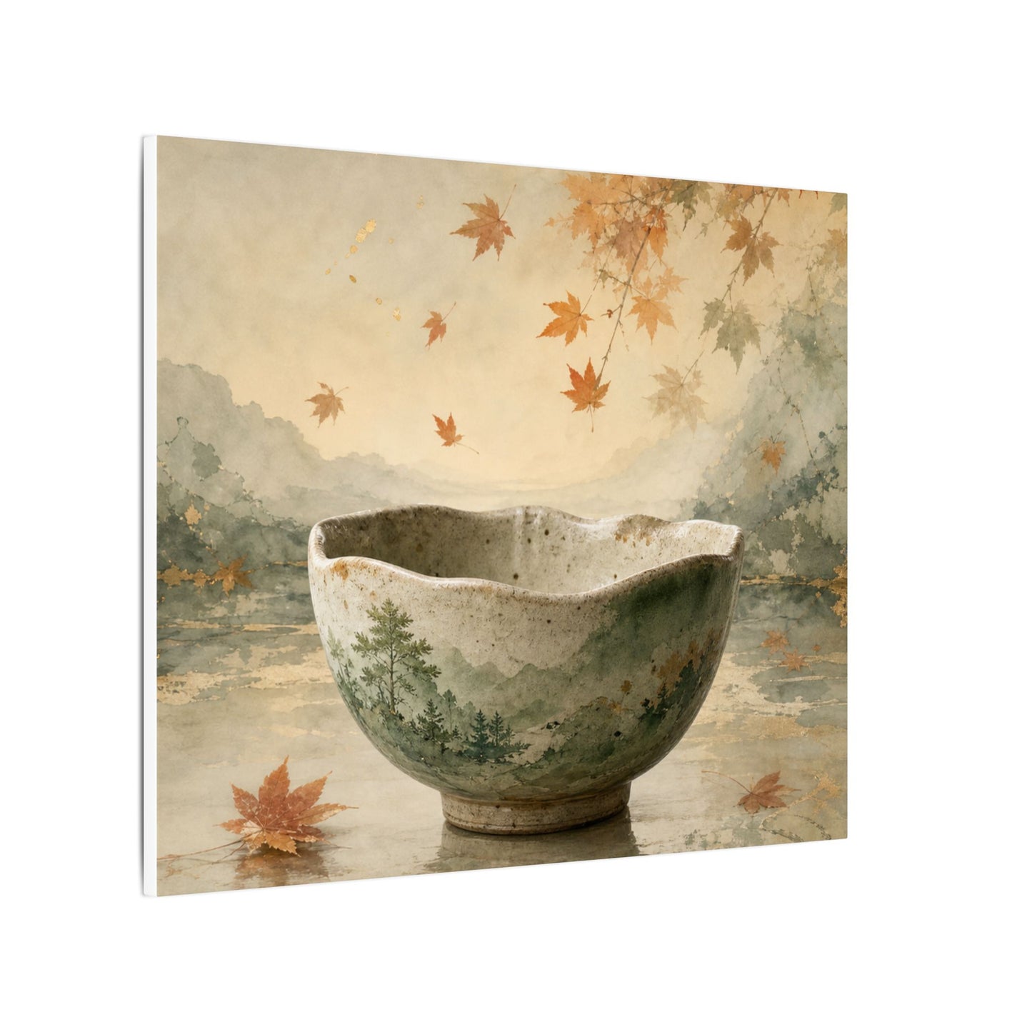 Autumn Ceramic Bowl Watercolor Canvas Art | Cozy Decor