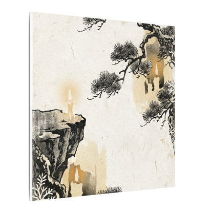 Japandi Pine Tree in Candlelight | Japanese Pattern Canvas Art