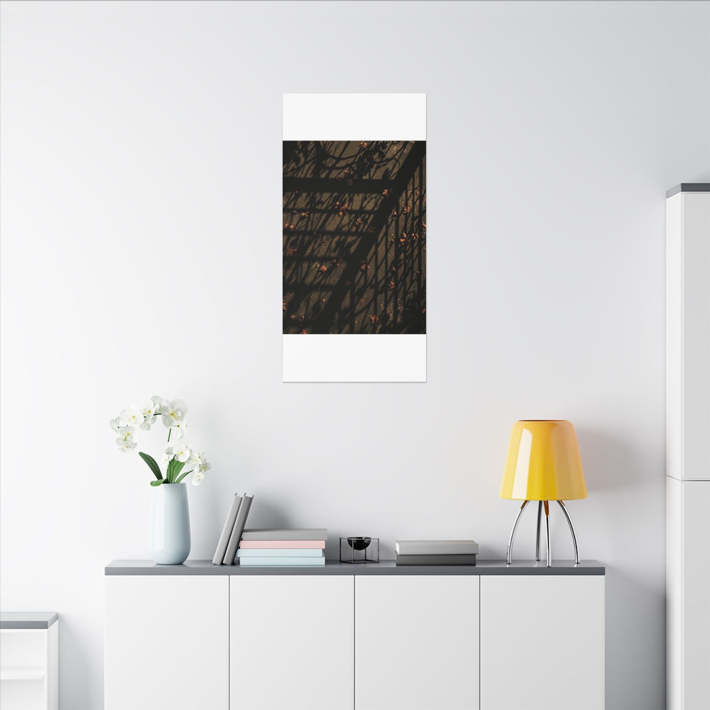 Shadow Play Canvas Art | Autumn Dark Japandi Moody Minimal Art