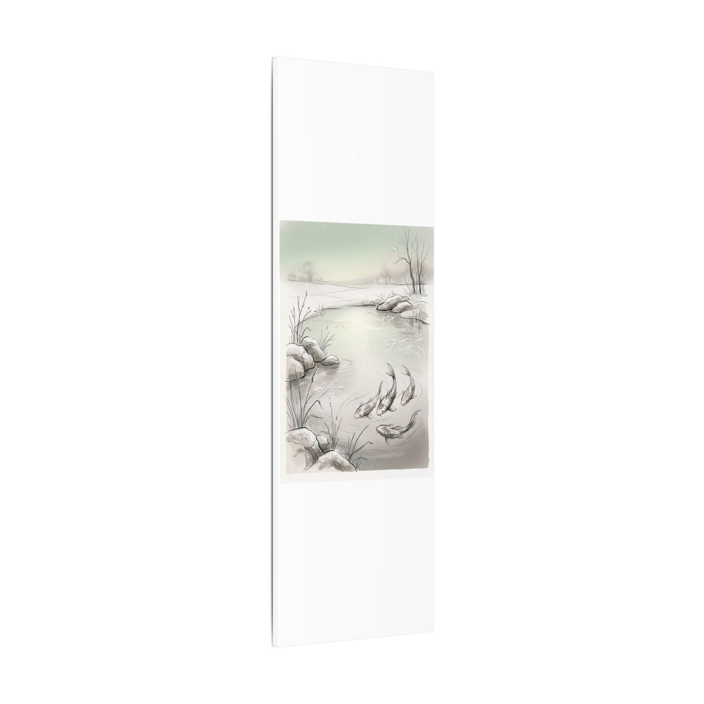 Koi Pond Minimal Line Canvas Art | Cozy Japandi Art