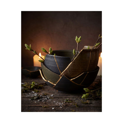 Seijaku Broken Pottery Wall Art Print - Dark Japandi Shadow Zen