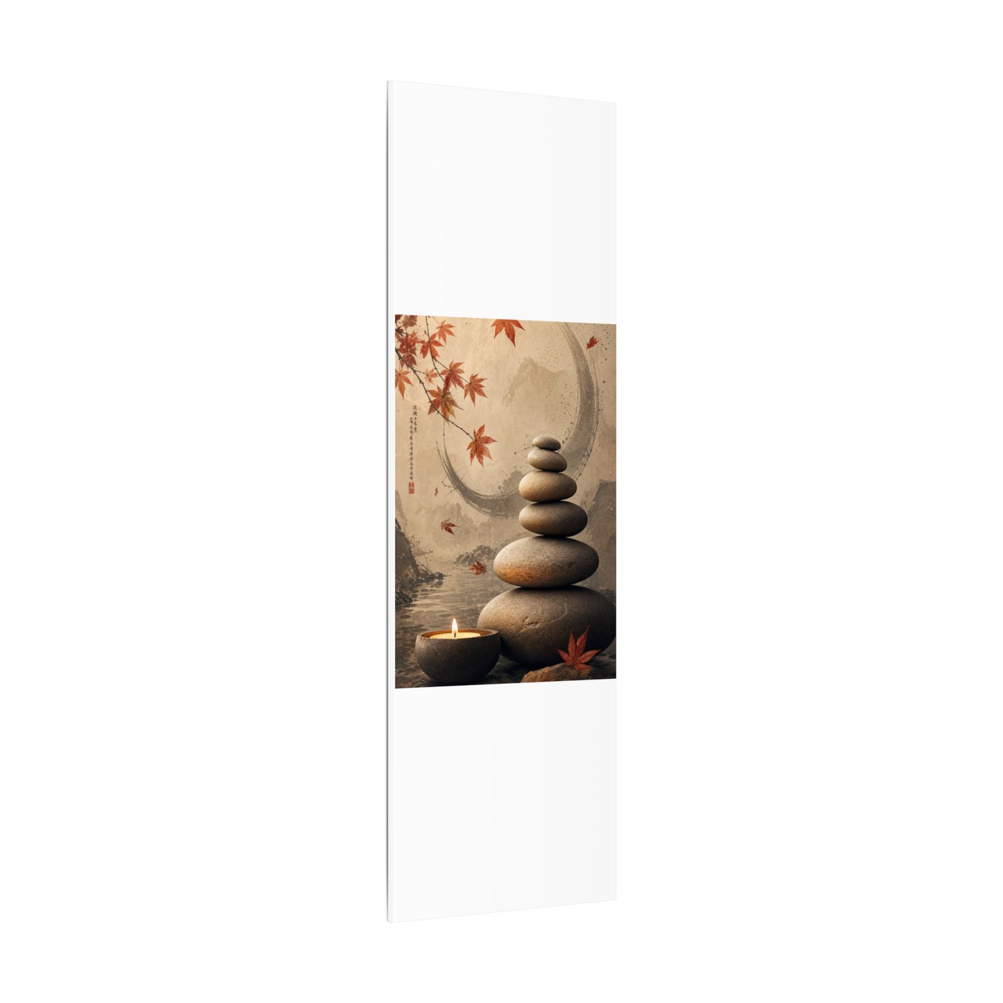 Japandi River Stones in Candlelight | Japanese Pattern Canvas Art
