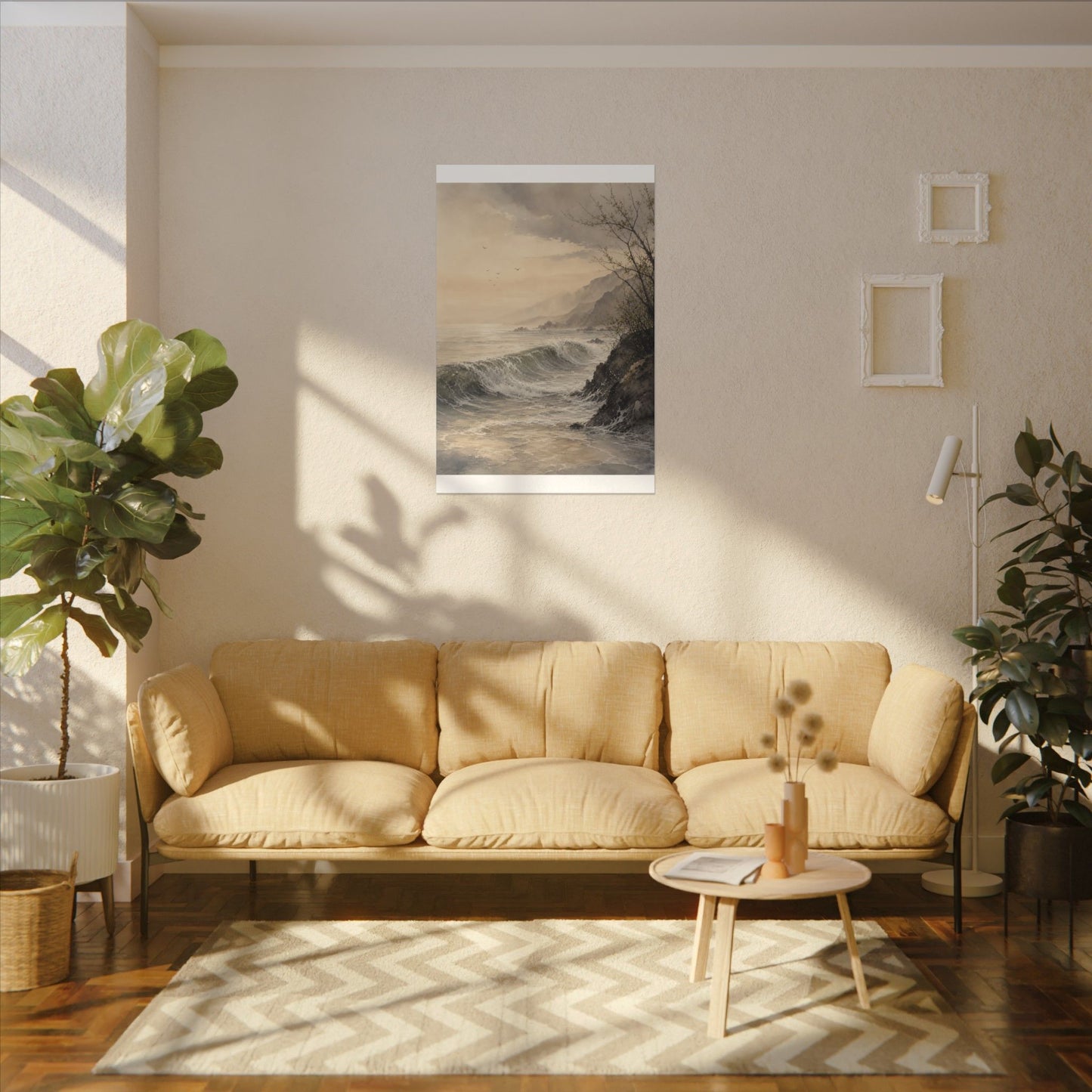 Ocean Wave Spring Canvas Art | Japandi Elegant Design