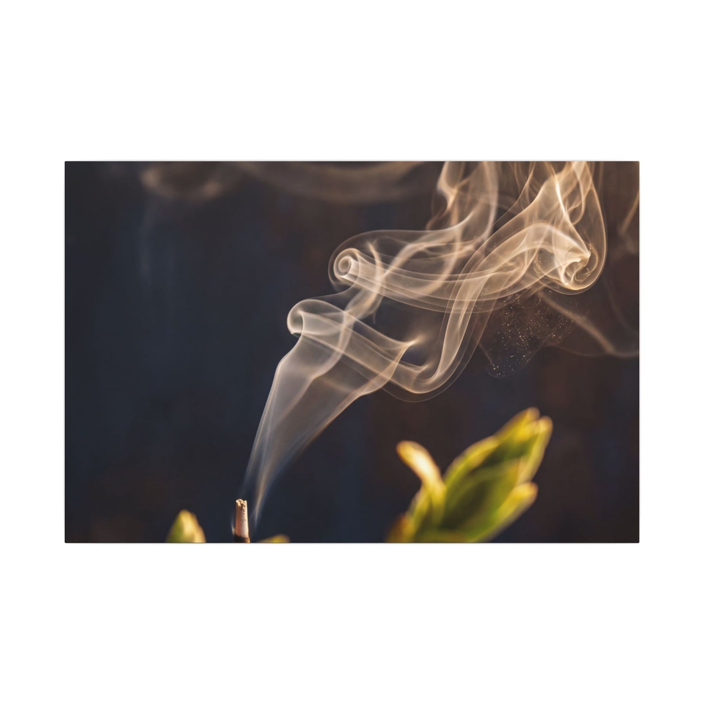 Golden Hour Incense Smoke Canvas Art - Dark Japandi Kanso